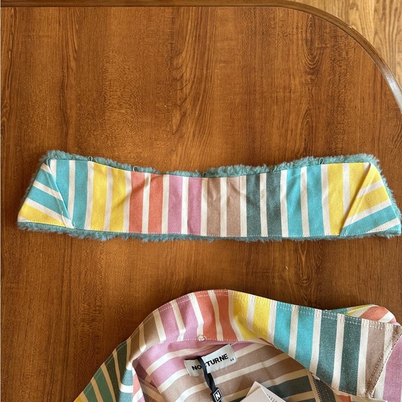 Nocturne 2XL Striped Shacket Shirt Jacket Colorful Stripes Front Button Down NWT - Picture 7 of 12